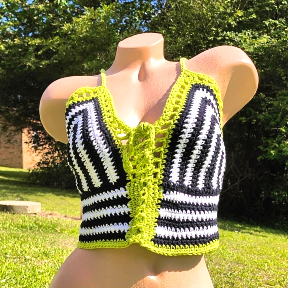 Beetlejuice Crochet Halter Top